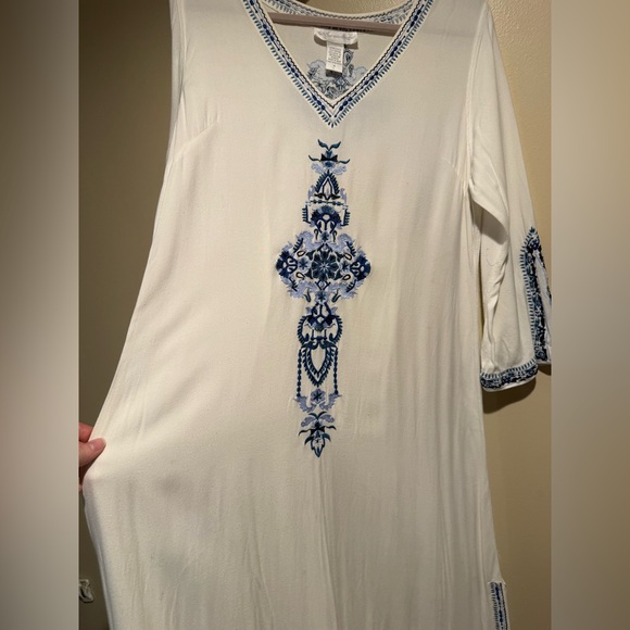 Soft Surroundings Kaftan Maxi Dress Embroidered size medium - Picture 8 of 13
